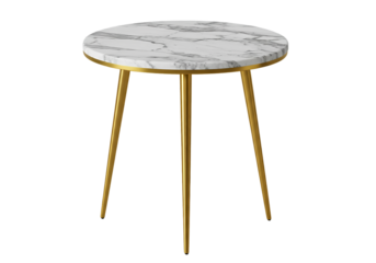 Elegant Marble and Gold Side Table: Interior Design Inspiration on white background