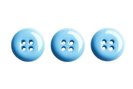 Three light-blue round buttons with four small holes each, in a horizontal row