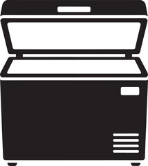 Open chest freezer icon black silhouette