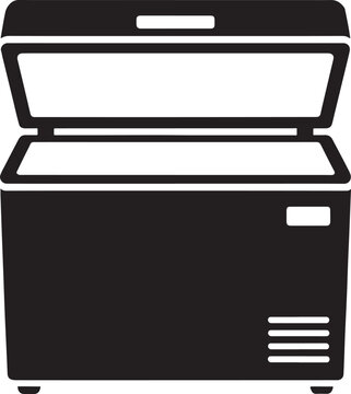 Open chest freezer icon black silhouette