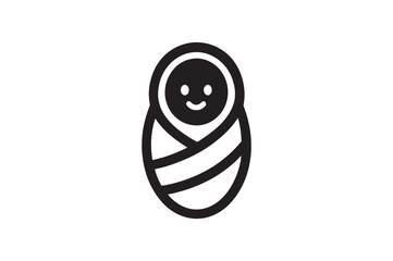 Newborn Baby Icon silhouette vector with white background