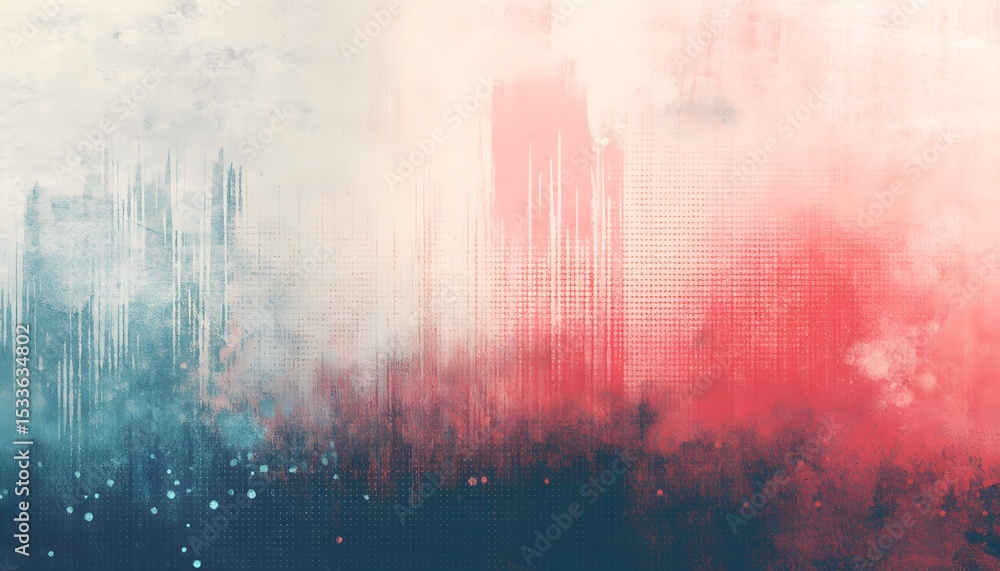 Poster abstract graphic design with muted color tones and textured elements.
