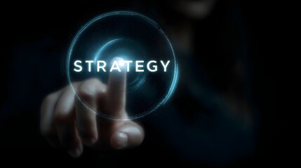 Hand activating holographic STRATEGY display