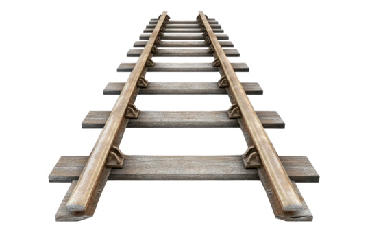 Railway rails layout viewed from above showing isolated tracks on a white background for design and illustration purposes