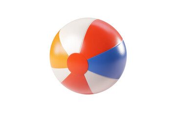 Obraz premium Colorful beach ball rests on a white background, perfect for summer fun and beach activities, evoking memories of sunny days and playful moments