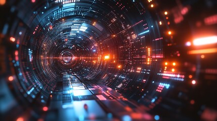 Fototapeta premium Vector Futuristic Technology Background with Electronic Elements