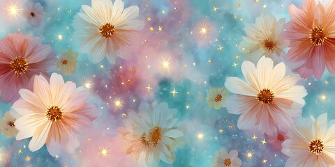 Pastel Flower Galaxy Dreamy Floral Background Texture