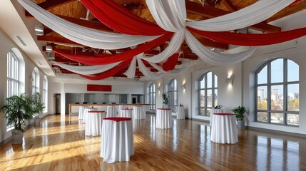 Spacious event hall decor