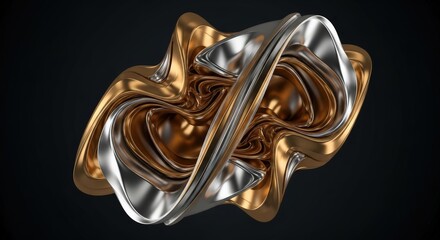 Abstract Metallic Sculpture in Gold and Silver