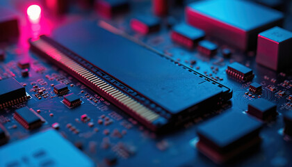 High performance NVMe SSD installed on motherboard showcasing compact form factor. Modern PC upgrades for gamers tech enthusiasts. Enhances data storage speed in gaming setups.