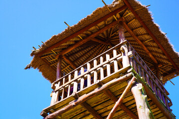 The roof design of a traditional Sasak tribe house in Sade Village, Lombok, West Nusa Tenggara. A...