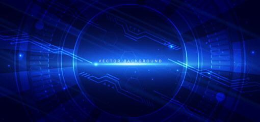 Obraz premium Futuristic technology hi tech blue element on dark blue background.