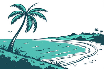 tropical island with palm trees