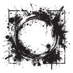 Chaotic Grunge Circle and Square with Explosive Ink Splatter