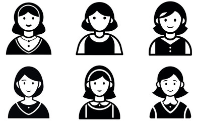 Six Black and White Female Icons Diverse Hair Styles and Clothing Variations