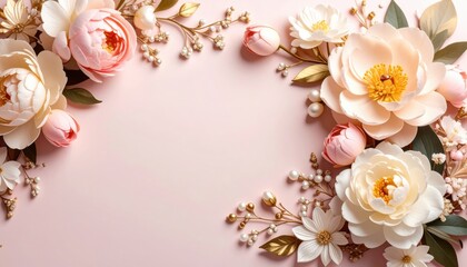Elegant floral arrangement studio photography soft colors top view botanical aesthetics