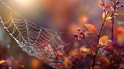Autumn Dewdrop Web Natures Gossamer Art