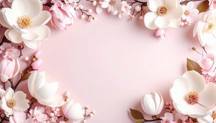 Delicate floral arrangement studio high-quality image soft background top view beauty and elegance