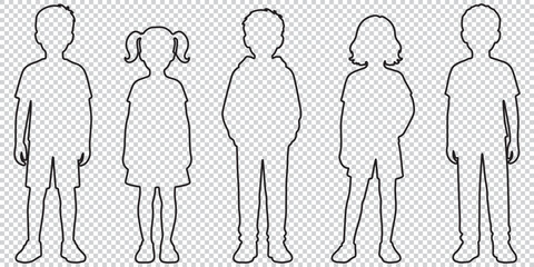 children waiting in line, silhouette vector EPS 10