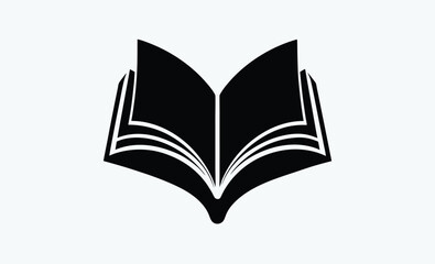 Open book silhouette, reading icon vector, education symbol graphic