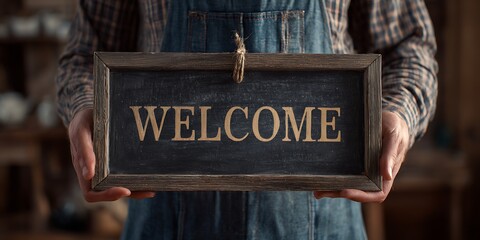 Rustic Welcome Sign Handcrafted Wooden Sign for Home Decor Farmhouse Style Vintage Welcome Message
