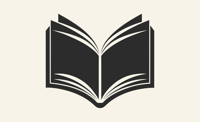 Open book silhouette, reading icon vector, education symbol graphic