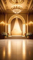 Elegant wedding stage setup luxurious ballroom photography indoor perspective celebration ambiance