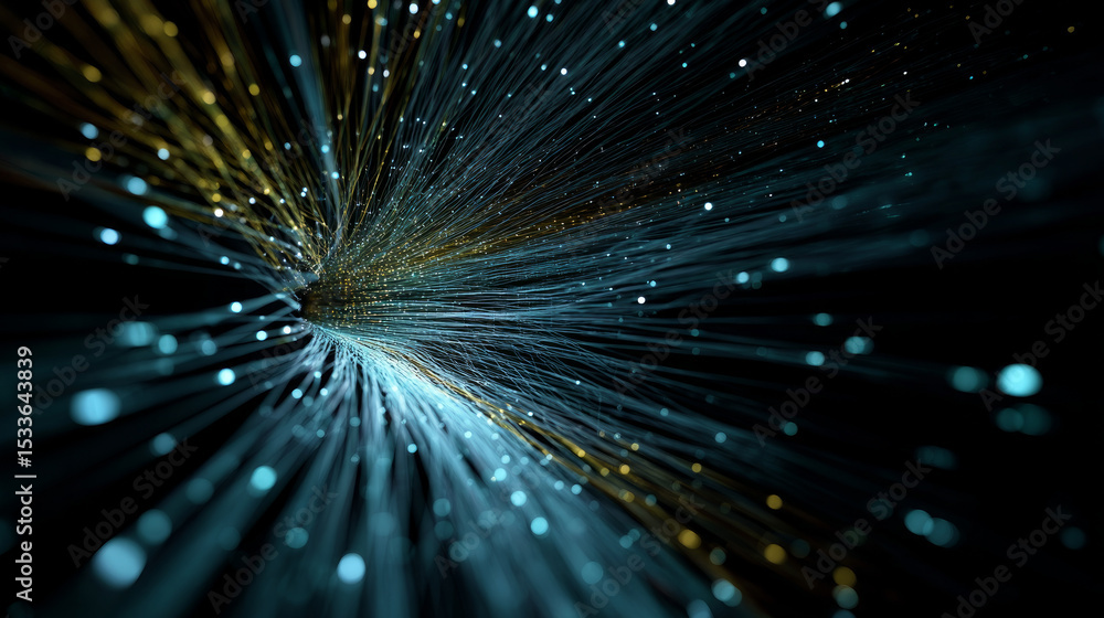 Aufkleber virtual reality data stream tunnel, glowing wires and code. virtual abstract fantasy cyber reality r