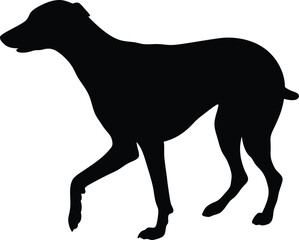 dog silhouette, running posture, black vector
