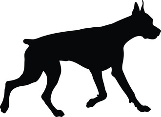 dog silhouette, running posture, black vector