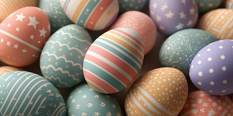 Pastel Easter Eggs Spring Holiday Decorations and Festive Background