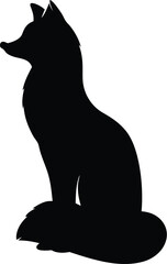 fox silhouette, sitting pose, minimalist style