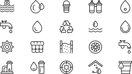 line icons related to water treatment  filters  hy (1).eps