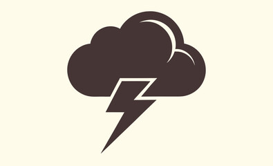 Thunderstorm cloud icon, rain with lightning vector, storm symbol graphic