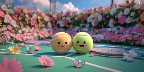 Charming Animated Characters in Floral Setting Vibrant for Childrens Content Branding and Marketing