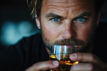 Close-up of man drinking amber liquid (1)