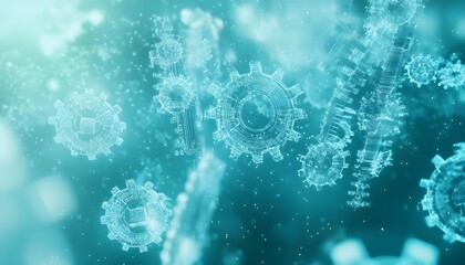 Abstract digital representation of gears and mechanisms.