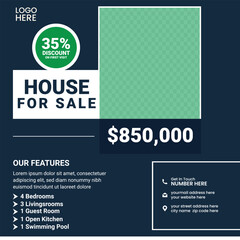 Real Estate Social Media Post Template – House for Sale Ad Square Layout