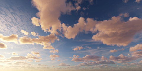 Striking Sunset Sky with Soft Pink and Orange Clouds, Creating a Dreamy and Serene Atmospheric...