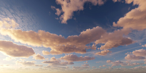 Dreamy Pastel Clouds Drift Across a Serene Blue Sky at Sunset, Ideal for Backgrounds and Overlays