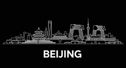 Beijing Skyline Outline China Cityscape.