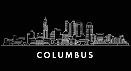 Obraz premium Columbus Ohio Skyline with USA Cityscape vector.