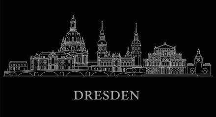 Fototapeta premium Dresden Skyline Outline Germany Landmark.
