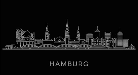 Obraz premium Hamburg Skyline Cityscape Minimalist art.