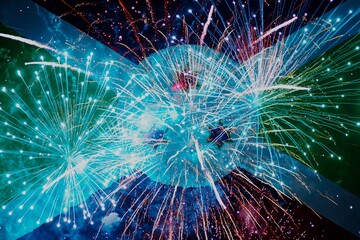 Firework styled in colors of flag of Burundi. Holiday, celebration concept