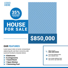 Real Estate Social Media Post Template – House for Sale Ad Square Layout