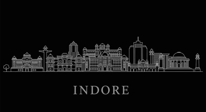 Indore Skyline Silhouette India Cityscape.
