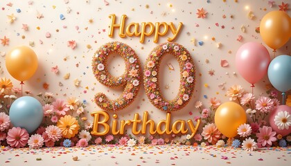 Happy 90th Birthday Floral Celebration
