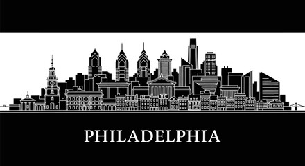 Fototapeta premium Philadelphia Skyline Vector Cityscape silhouette.