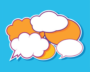 speech bubbles on blue